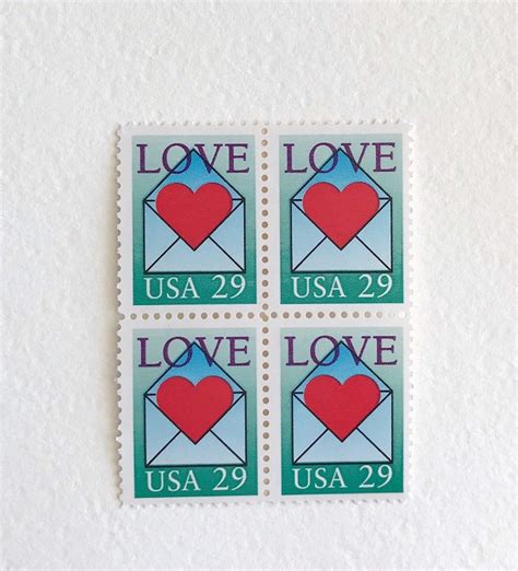 3 Unused Vintage Love Red Heart Postage Stamps / Valentines | Etsy