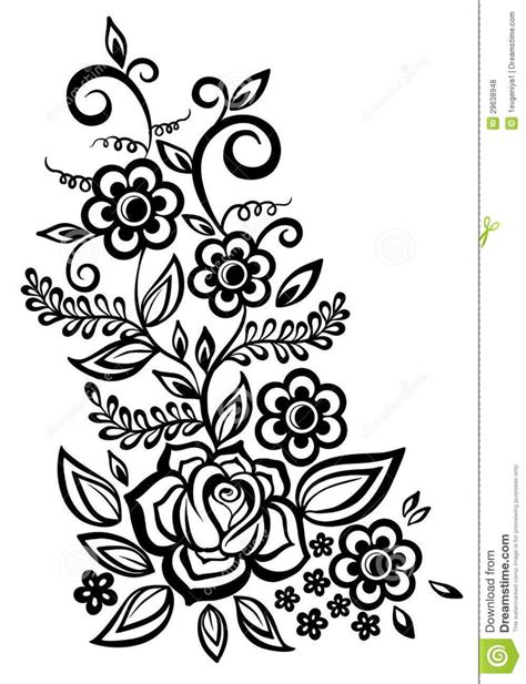 Black-and-white Flowers And Leaves Design Element Stock Vector ...