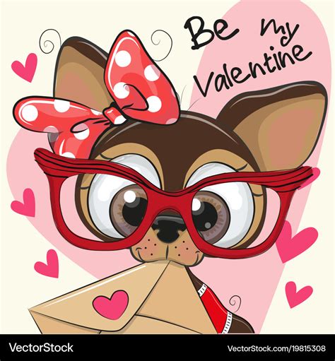 Valentine card with cute cartoon puppy Royalty Free Vector