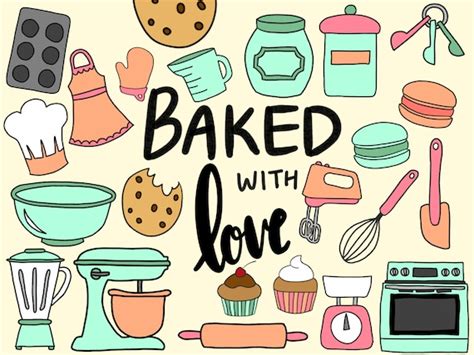 BAKING/COOKING CLIPART Clip Art Cute Doodles Vector | Etsy