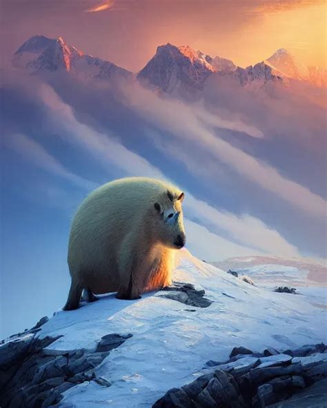 white capybara at the peak of himalayas, surreal | Stable Diffusion | OpenArt