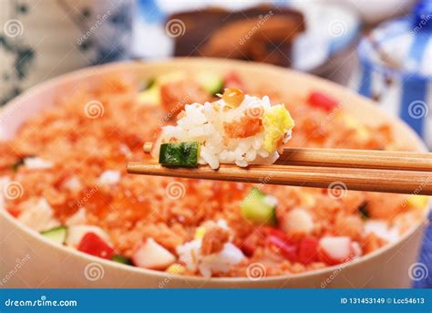 Chirashi sushi bowl stock image. Image of cuisine, mixed - 131453149