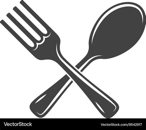 Crossed spoon and fork isolated on white Vector Image