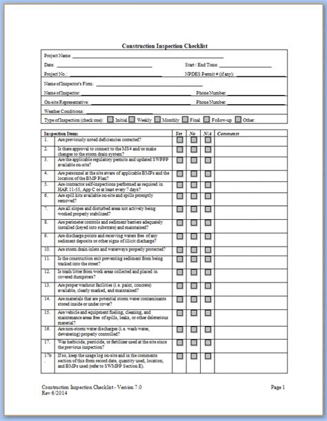 Construction Project Checklist Template