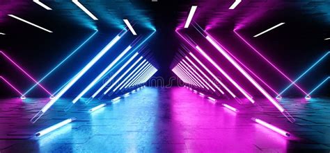 Neon Fluorescent Laser Led Psychedelic Garage Elegant Futuristic Sci Fi Modern Dark Empty Room ...