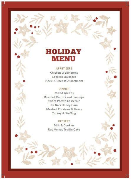 Christmas Party Menu Template | Christmas party menu, Christmas menu, Free printable menu