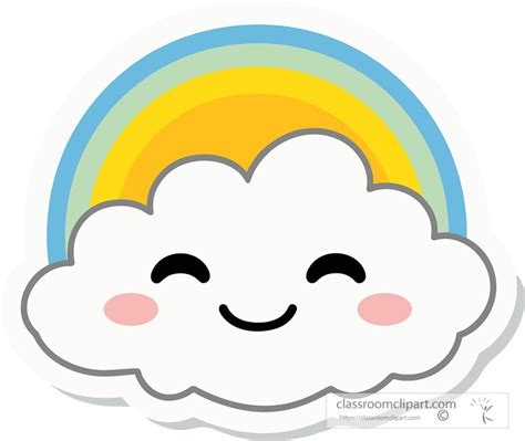 Weather Clipart-Cute cloud and rainbow illustration