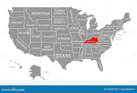 Kentucky Red Highlighted in Map of the United States of America Stock Illustration ...