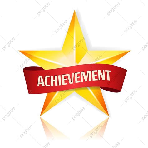 Ribbon Star Vector Hd Images, Achievement Vector Star With Red Ribbon ...