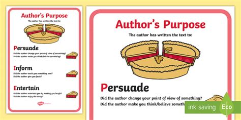 👉 Authors Purpose PIE Poster (teacher made) - Twinkl