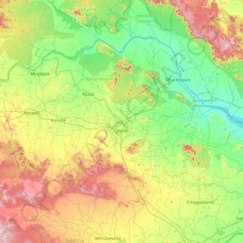 Jagtial topographic map, elevation, relief