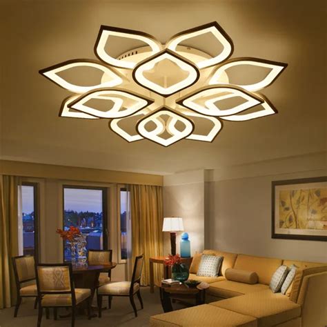 Modern Luxury living room Led Ceiling lamp Creative lustre Lotus Led Ceiling lights Intelligent ...