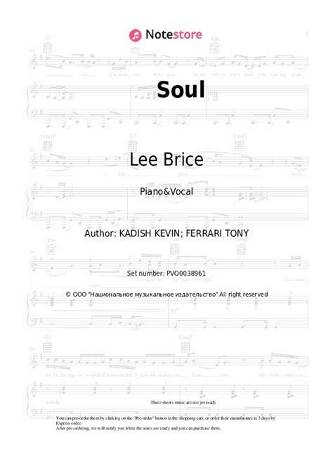 Soul piano sheet music and voice Lee Brice in Note-Store.com | Piano ...