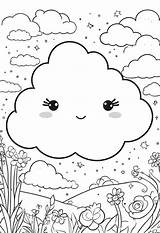 Cute Cloud Coloring – Color My Pages sketch template