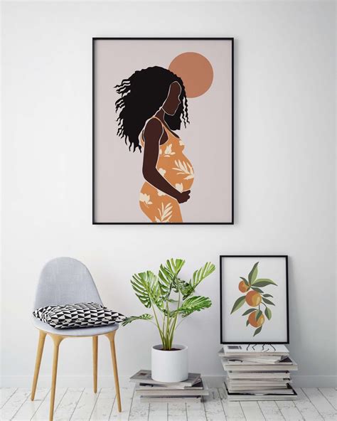 Pregnant Black Woman Wall Art Print New Mom Gift Art Print | Etsy