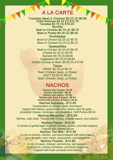 Margaritas Mexican Restaurant VBMargaritas Complete Menu