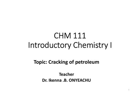 Cracking Note - Chemistry - CHM 111 Introductory Chemistry I Topic ...