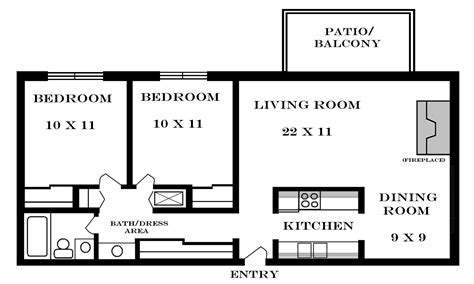 Small 2 bedroom apartment floor plan | 2 bedroom floor plans, Small ...