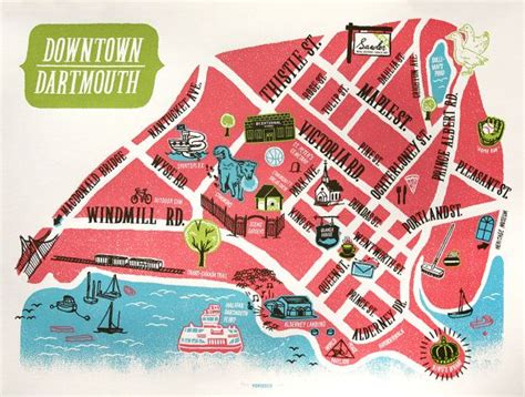 Downtown Dartmouth Screenprinted Map | Etsy Canada | Nova scotia travel ...