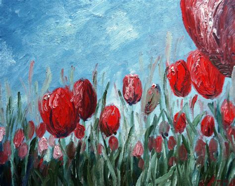 Buy Red Tulips - painting by Kristina Česonytė