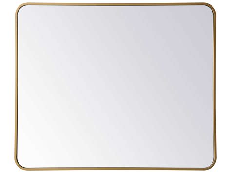 Elegant Lighting Evermore Brass 30''W x 36''H Rectangular Wall Mirror ...