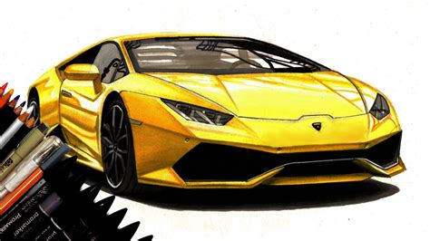 Realistic Car Drawing - Lamborghini Huracan - Time Lapse - Drawing Ideas - YouTube