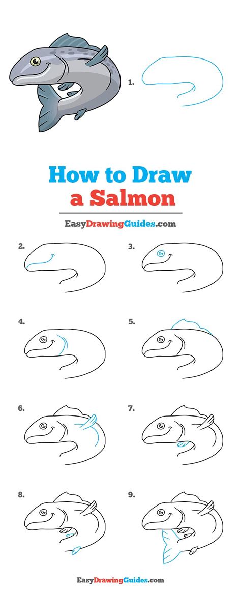 How to Draw a Salmon - Really Easy Drawing Tutorial | Drawing tutorial easy, Salmon drawing ...