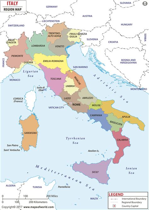 The Beautiful And Diverse Regions Of Italy Map - World Map Colored Continents