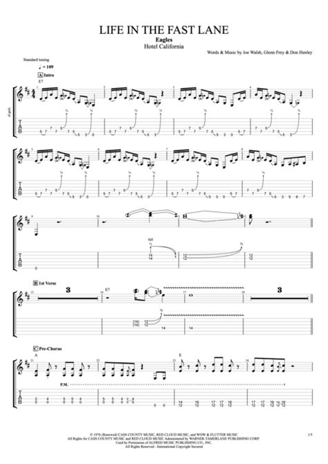 Life in the Fast Lane by The Eagles - Full Score Guitar Pro Tab | mySongBook.com