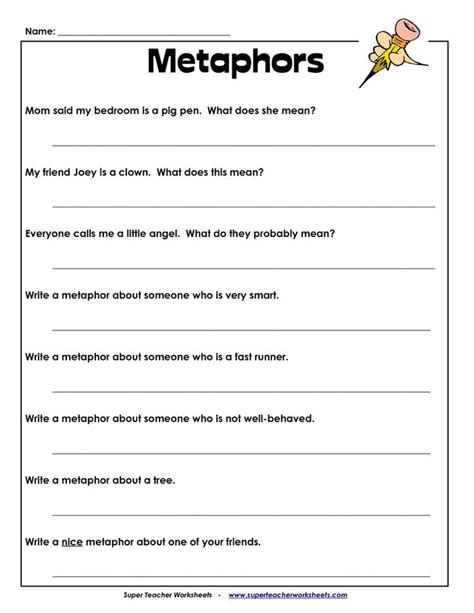 6th Grade Simile And Metaphor Worksheets – Kidsworksheetfun