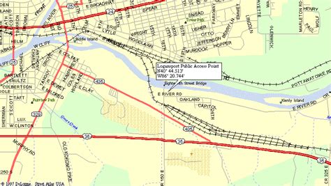 Map to Logansport public access boat launch point on Wabash River in ...