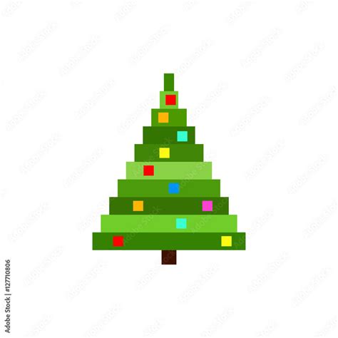 Vector Pixel art Christmas tree. 8-bit style Stock Vector | Adobe Stock