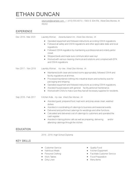 Laundry Worker Resume Examples and Tips - Zippia