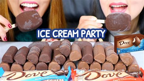 ASMR DOVE CHOCOLATE ICE CREAM PARTY 초콜릿 아이스크림 리얼사운드 먹방 アイスクリーム 冰淇淋 kem que | Kim&Liz ASMR - YouTube