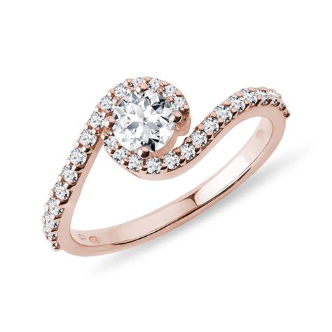 Diamond Wave Ring in Rose Gold | KLENOTA