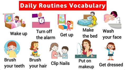 Vocabulary: 40+ Daily Routine vocabulary with sentence | listen and practice - YouTube