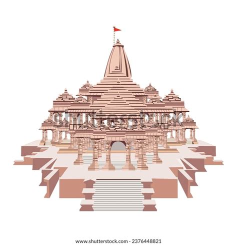 Ram Mandir Ayodhya Temple Plan Design Stock Vector (Royalty Free ...