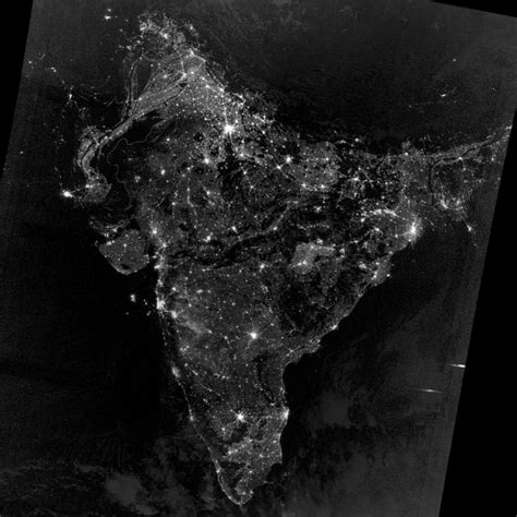 the city lights at night in india from space, as well as other cities ...