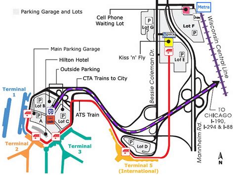 O Hare parking map - Chicago O Hare parking map (United States of America)