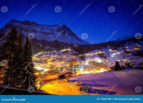 Starry Night in Grindelwald, Switzerland Stock Photo - Image of alps ...