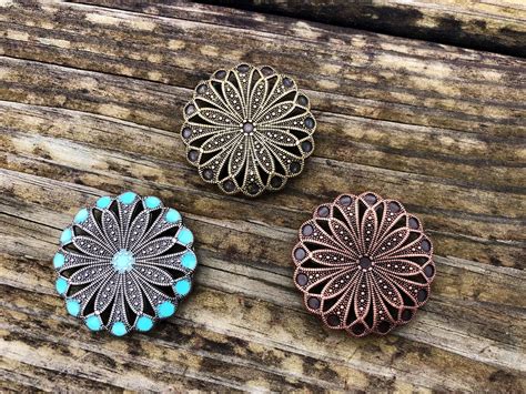 Beautiful Floral Style Conchos for Leather and Wood | Etsy