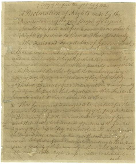 The Virginia Declaration of Rights, First Draft (1776) – Encyclopedia Virginia