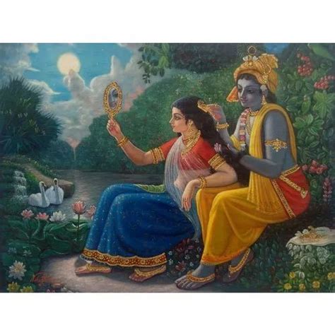 Canvas Fine Radha Krishna Oil Painting, Roll, 36x48 Inch at Rs 76000 in ...