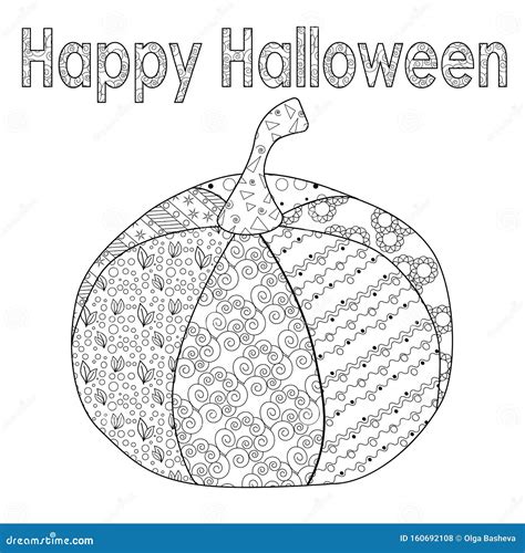 Zentangle Festive Halloween Pumpkin for Adult Antistress Coloring Book ...