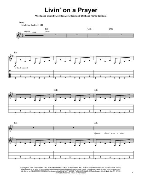 Livin' On A Prayer by Bon Jovi - Guitar Tab Play-Along - Guitar Instructor