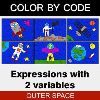 Algebra: Expressions with 2 variables - Coloring Worksheets | Color by Code