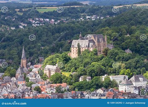 View Towards the Castle of Marburg Stock Photo - Image of nature ...