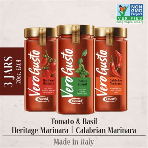 Barilla's Vero Gusto Tomato & Basil Pasta Sauce (3 Pack, 20 oz each ...