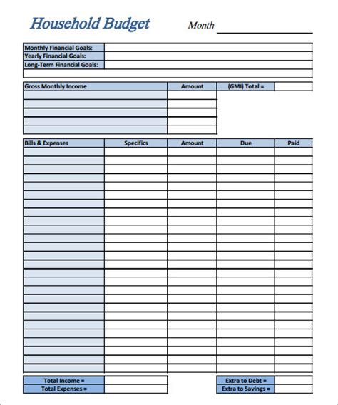 Microsoft Word Budget Template