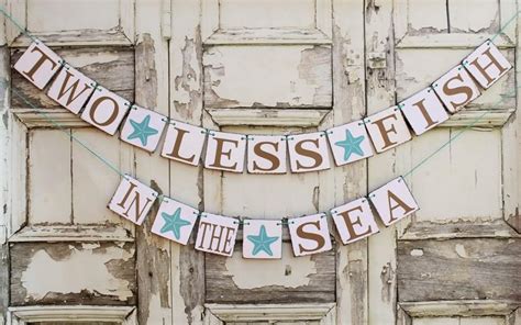 BEACH Wedding Signs-Engaged Banners-2 LESS FISH Starfish-banner-Rustic ...